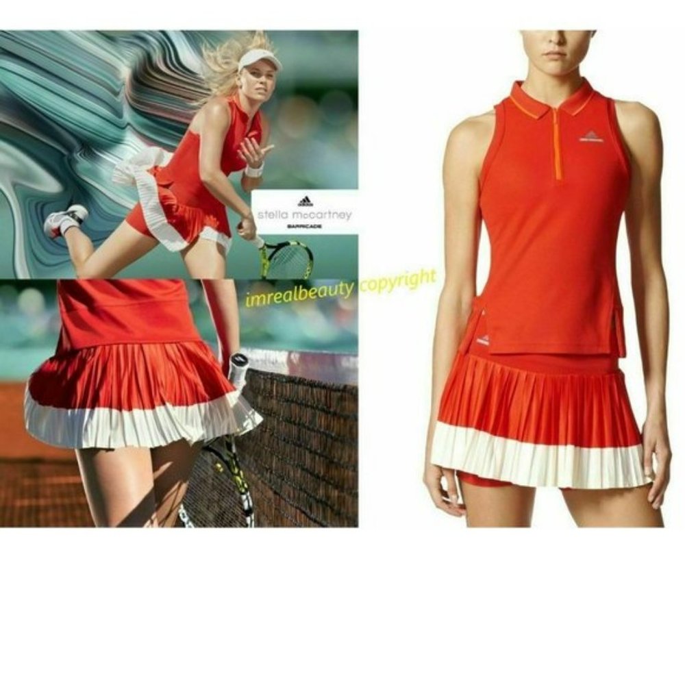 Nwt Adidas Stella Mccartney OUTFIT SET: Tennis Skort Skirt + Polo Tank Top M